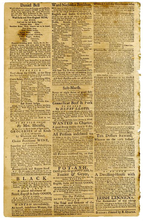 Lot Boston Tea Party Newspaper 1773 Weeks Before The Event 5 Boston