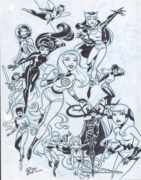 Women Of Marvel Prelim In Albert Moy S Bruce Timm Comic Art Gallery Room 112801 Comic Art