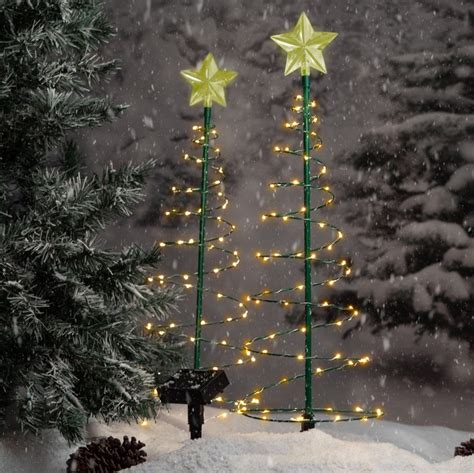 Solar Metal Led Christmas Tree Decoration String Lights Etsy
