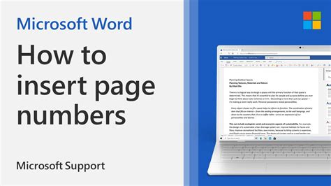 How To Insert Page Numbers In A Word Document Microsoft Youtube