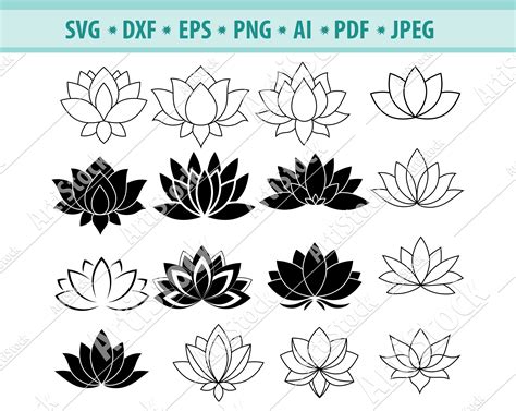 Decal Vinyl Cut File Flower Svg Circut Files Lotus Flower Lotus Svg Lotus Clipart Stencil Floral