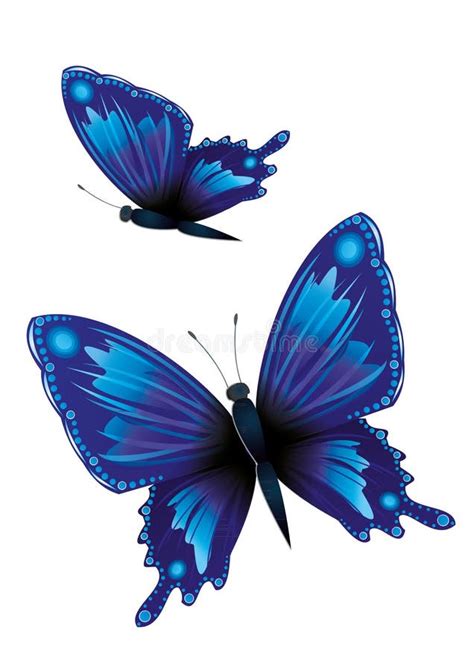 Mariposas Azules En El Cielo Soleado Ilustración Del Vector