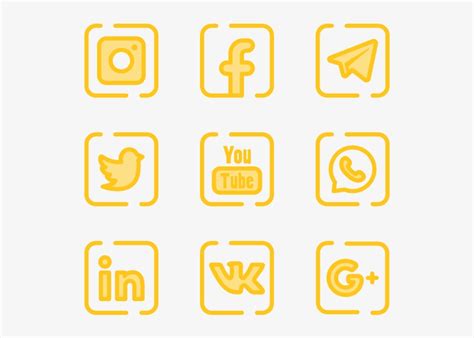 Social Networks Yellow Social Media Icons Png Png Image Transparent