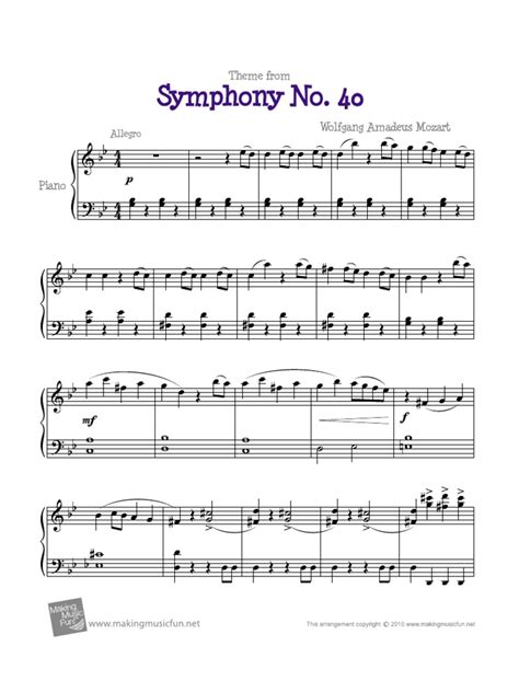 mozart symphony  piano sheet