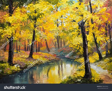 Oil Painting On Canvas Autumn Forest Stock Photo 189203363 Shutterstock
