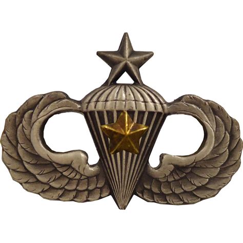 Army Silver Oxidized Senior Combat Parachute Fifth Award Badge Vanguard