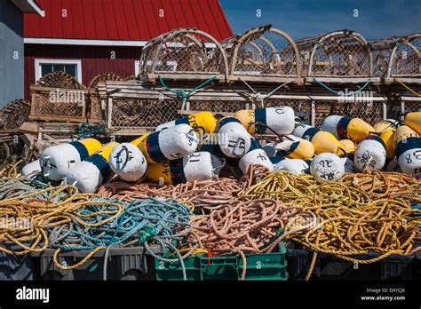 Floats Rope And Lobster Traps In North Rustico Prince Edward Island