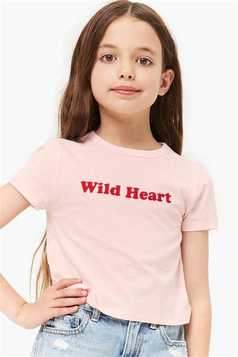 Girls Wild Heart Graphic Tee Kids Frontsleevesshort Tween Outfits