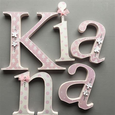 Shabby Chic Pink Ivory Letters Nursery Room Decor Wall Hanging