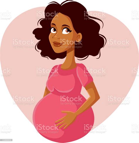 Vetores De Happy Pregnant African American Woman Cartoon E Mais Imagens