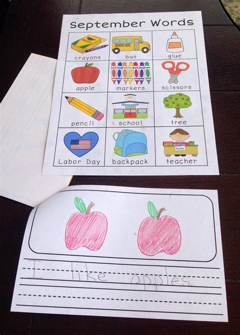 Monthly Vocabulary Words And Writing Books With Images Kindergarten