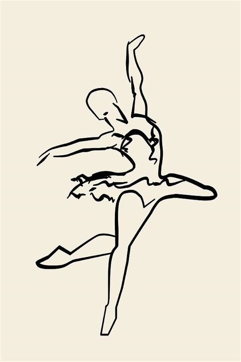 Minimalist Ballet Line Art Drawing 1t Mixed Media By Brian Reaves