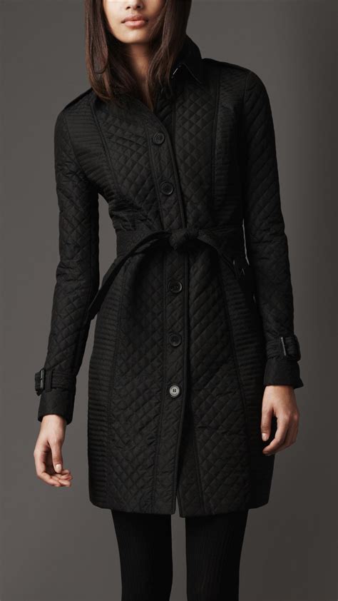 Burberry Long Quilted Trench Coat In Black Lyst
