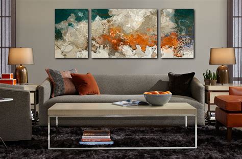 Extra Large Triptych Abstract Art 30x80 To 34x90 Canvas Print