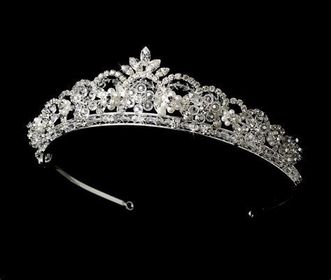 Royal Crystal And Pearl Bridal Crown Tiara Elegant Bridal
