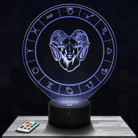 Astrology Sign Aries 3d Led Lamp With A Base Of Your Choice