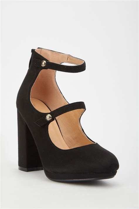 Faux Suede Mary Jane Block Heels 3 Colours Just 6