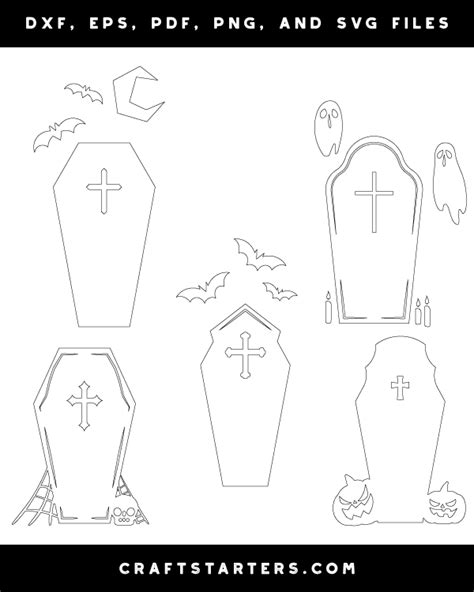 Halloween Coffin Outline Patterns Dfx Eps Pdf Png And Svg Cut Files