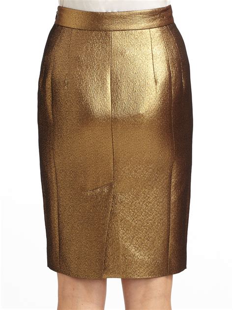 Moschino Cheap And Chic Woven Metallic Pencil Skirt In Gold Lyst