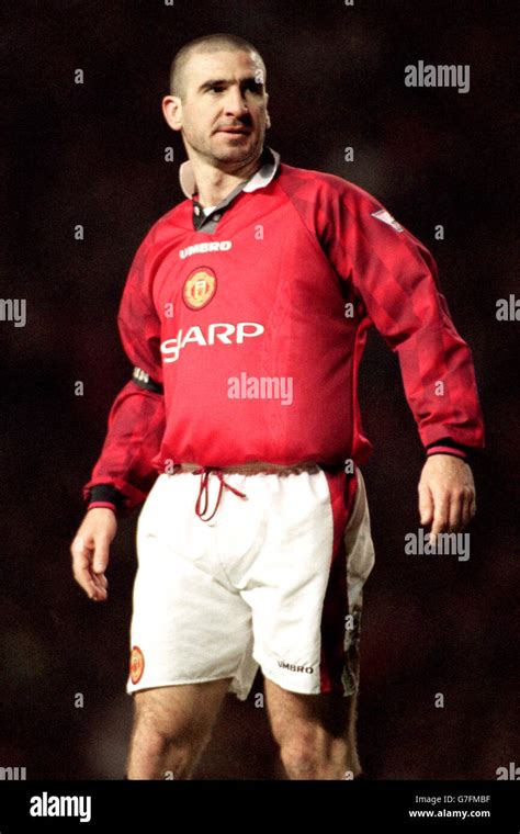 Eric Cantona Celebrates Scoring Manchester Uniteds Fifth Goal Stock