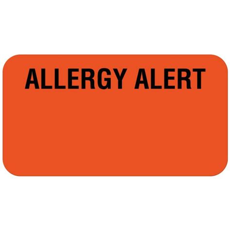 Fluorescent Red Allergy Alert Labels 1 58 X 78 United Ad Label