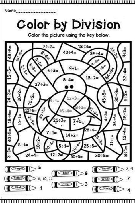 Division Coloring By Numbers Christmas Math Worksheets Division