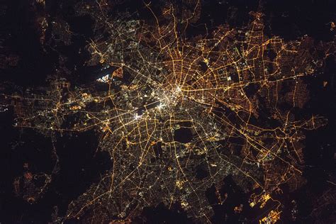 Large Detailed Satellite Image Of Berlin At Night Berlin Germany