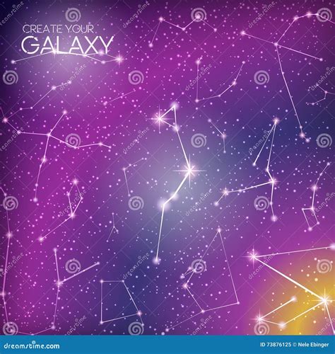 Abstract Galaxy Background With Star Constellations Milky Way