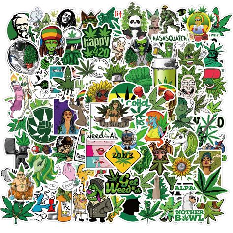 Buy Funny Weed Stickers100 Pcsvinyl Waterproof Stickers For Laptop