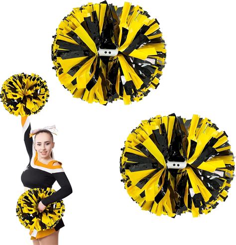 Yocomey 2pcs Plastic Cheerleading Pom Poms With Baton Handle Premium Cheerleader