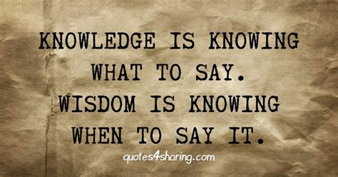 Knowledge Is Knowing What To Say Wisdom Quotes4sharing