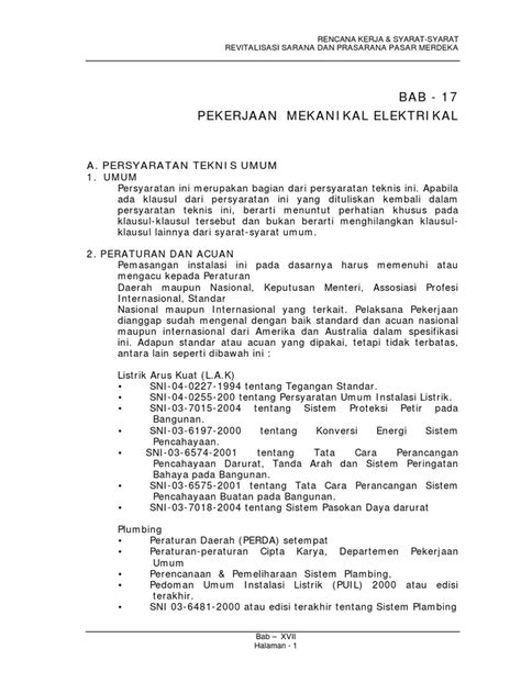 Rks Pasar Bab 17 Elektrikal And Mekanikal Pdf