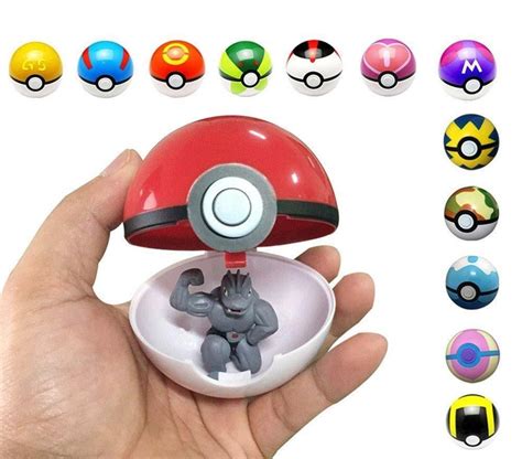 10 pokeballs w pokemon mini figures and stickers party favors cake topper toys tv and movie