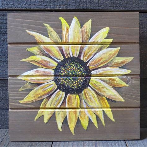 Rustic Hand Painted Sunflower Wood Pallet Sign Plaque 10 Etsy Wood