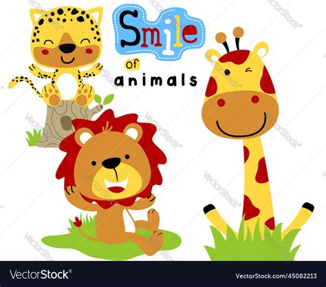 Funny Safari Animals Cartoon Royalty Free Vector Image