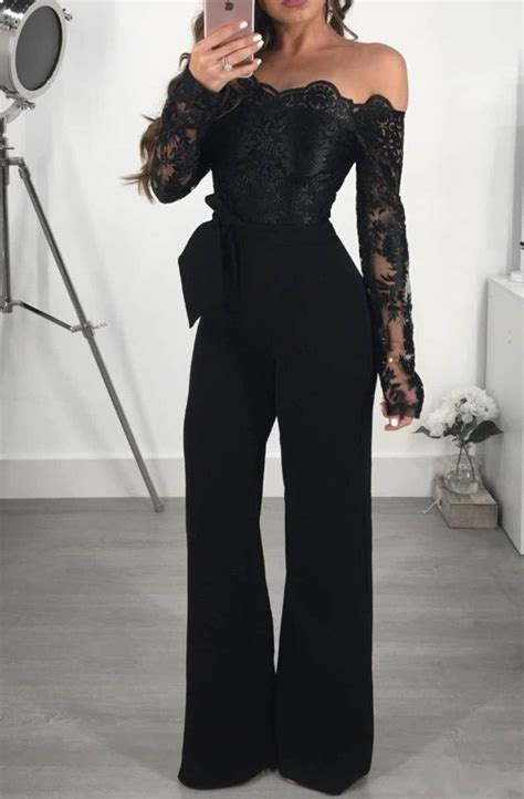 2019 Fashion Black Women Jumpsuits Off Shoulder Long Sleeves Special