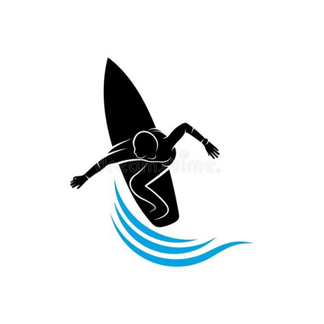 Surfing With Water Wave Logo Vector Template Illustration Symbol