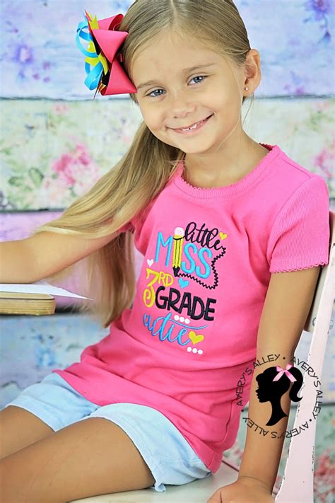 Any Grade Little Miss 3rd Grade Cutie Girls Embroidered Etsy