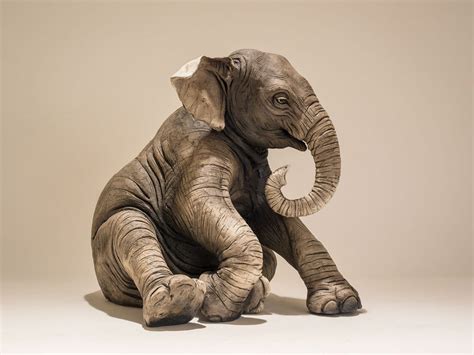 Baby Elephant Sculpture Nick Mackman Animal Sculpture