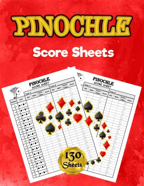 Pinochle Score Sheets 130 Score Pads For Scorekeeping Pinochle Score
