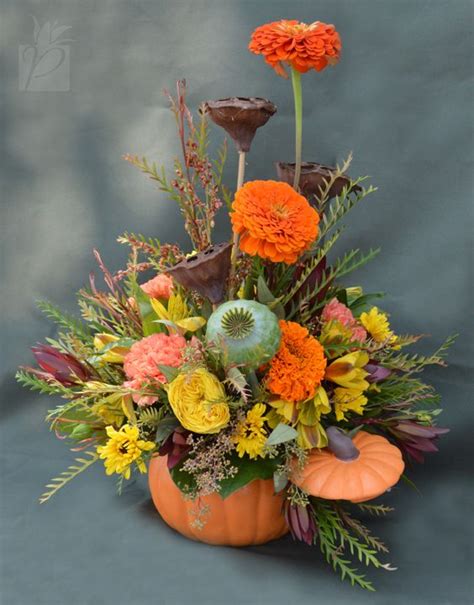 The Fall Colors Of This Arrangement And Cute Ceramic Pumpkin Vase Are