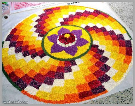 This is one of the prominent events here we have shared these onam pookalam pictures and images which looks like perfect rangolies share them on all social websites. Onam Pookalam By Murali 22