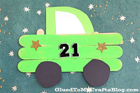 Popsicle Stick Race Car Craft Idea