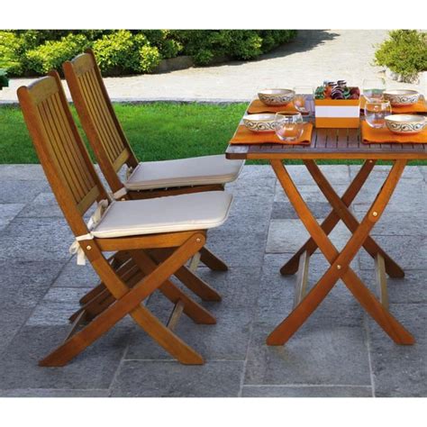 Chaise pliante pour jardin en bois exotique coloris bois naturel  Dim