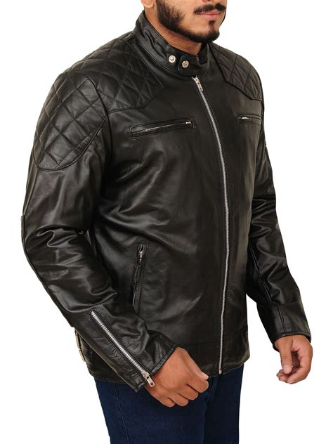 Mens Black Genuine Lambskin Leather Quilted Jacket Is A Brand That We