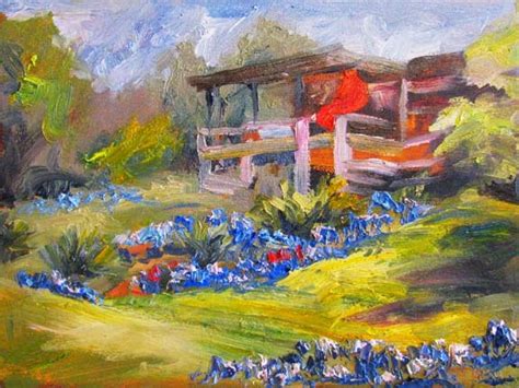 Hill Country Retreat Texas Bluebonnet Oil Painting By