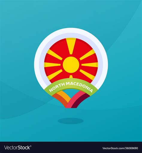 North Macedonia Flag Map Location Pin European Vector Image