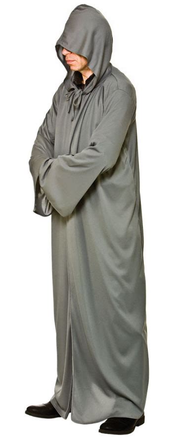 Grey Hooded Robe Mens Fancy Dress Cult Halloween Adults Costume Accessory Cloak Ebay