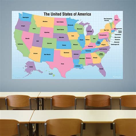 Dry Erase Usa Map With Removable Capital Names Fathead Wall Decal