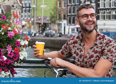 Handsome Dutch Man Smiling In Amsterdam Stock Image Image Of City